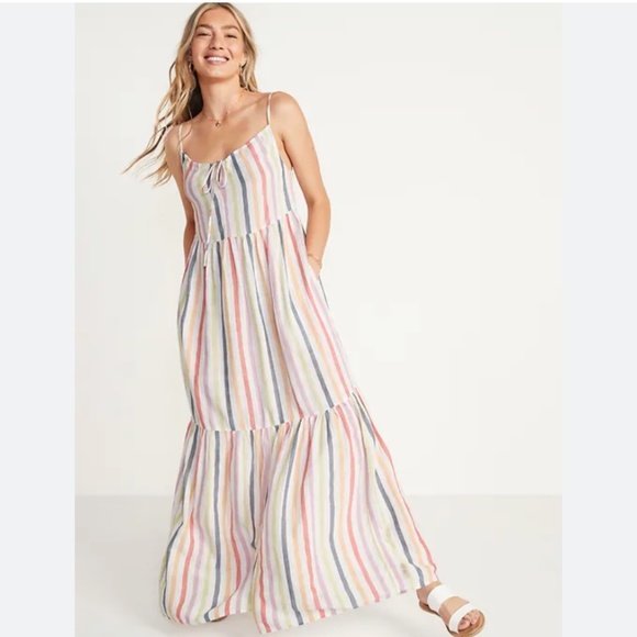 Old Navy Dresses & Skirts - Old Navy Multicolored Stripes Tiered Maxi Swing Sundress